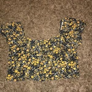 Wild Fable Black and Yellow Floral Top